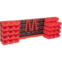 vidaXL Kit de bacs de stockage et panneaux muraux 80 pcs Rouge et noir
