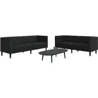 vidaXL Ensemble de canapé Chesterfield 2 pièces noir similicuir