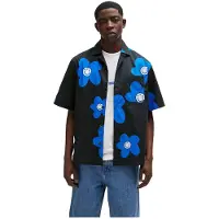 HUGO Eligino 01 Blue Short Sleeve Shirt Noir M Homme