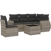 vidaXL Ensemble de salon de jardin 6 pièces avec coussins gris clair Poly rotin