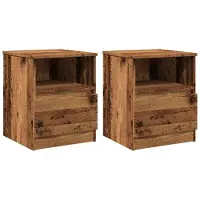 vidaXL Table de chevet 2 pcs vieux bois 40x40x50 cm bois d’ingénierie