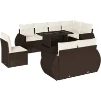 vidaXL Ensemble de salon de jardin 9 pièces avec coussins Marron Poly Rattan