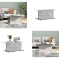 vidaXL Table basse gris béton 102x55,5x40 cm Bois composite - Table basse - Tables basses - Table d'appoint - Table de rangement