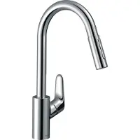 Hansgrohe robinet de cuisine Focus M41, monocommande, hauteur 240 mm, technologie EcoSmart, douchette extractible, 2 jets, finition chrome