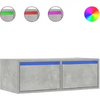 vidaXL Armoire TV avec lampes LED gris béton 75x35,5x25 cm