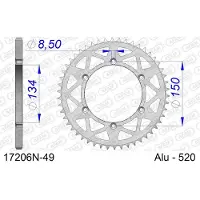 Afam Alu-Kettenrad AFAM 520 - 49Z (Silber) 17206N-49 ID 134 LK 150 6-Loch