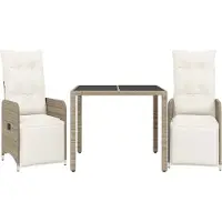vidaXL Ensemble de jardin bistrot 3 pièces avec coussins Marron Poly rotin