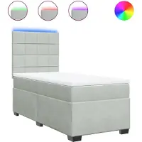 vidaXL Lit boxspring avec matelas gris clair 100x200 cm velours