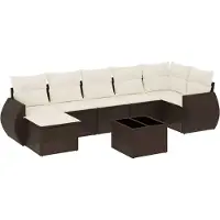 vidaXL Ensemble de jardin canapé 8 pièces avec coussins Marron Poly rotin
