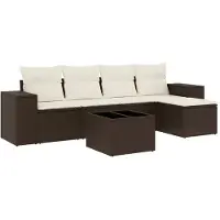 vidaXL Ensemble de salon de jardin 6 pièces avec coussins Marron Poly Rattan