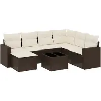 vidaXL Ensemble de jardin canapé 8 pièces avec coussins Marron Poly rotin