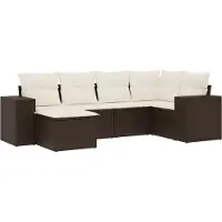 vidaXL Ensemble de salon de jardin 6 pièces avec coussins Marron Poly Rattan