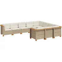 vidaXL Ensemble de salon de jardin 10 pièces avec coussins Beige Poly Rattan