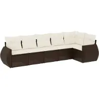 vidaXL Ensemble de salon de jardin 6 pièces avec coussins Marron Poly Rattan