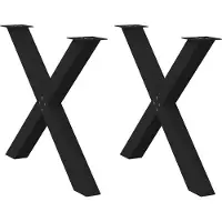 vidaXL Pieds de table de salle à manger en X 2 pcs. noir 90x(72-73) cm acier