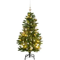 vidaXL Sapin de Noël artificiel articulé 150 LED et boules 150 cm