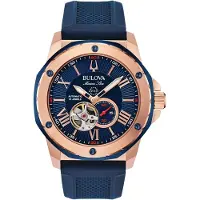 Bulova 98A227 Marine Star automatique 45mm 20ATM, Bleu, (Horloge analogique, 45 mm)