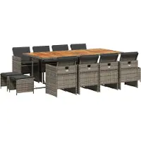 vidaXL Ensemble de jardin 13 pièces avec coussins Gris Poly rotin