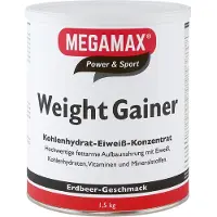 MEGAMAX Power & Sport Weight Gainer poudre saveur fraise, 1500 g de poudre