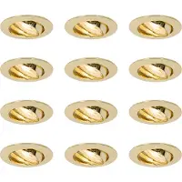 QAZQA Lot de 12 spots encastrés laiton GU10 35 mm - Edu