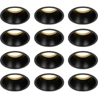 QAZQA Ensemble de 12 spots encastrés noirs GU10 70 mm IP44 - Dept