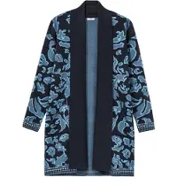 Sheego Cardigan bleu marine / bleu clair / blanc