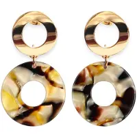Fräulein Wunder Boucles d'oreilles 'Adua' marron chiné / jaune / or / blanc