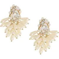 SOHI Boucles d'oreilles 'Bhoomika' or / transparent / blanc perle