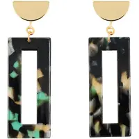 Fräulein Wunder Boucles d'oreilles 'Akane' beige / or / vert / noir