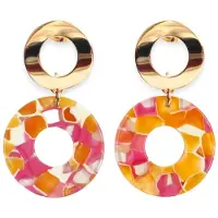 Fräulein Wunder Boucles d'oreilles 'Adua' or / mandarine / rose / blanc cassé