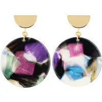 Fräulein Wunder Boucles d'oreilles 'Amal' bleu / or / rose / noir