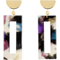 Fräulein Wunder Boucles d'oreilles 'Akane' or / violet / noir / blanc