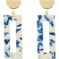 Fräulein Wunder Boucles d'oreilles 'Akane' écru / bleu clair / bleu foncé / or