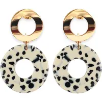 Fräulein Wunder Boucles d'oreilles 'Adua' beige / or / noir