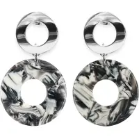 Fräulein Wunder Boucles d'oreilles 'Adua' gris / noir / blanc