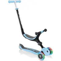 Globber GO-UP FOLDABLE LIGHTS – Tricycle 3 en 1, 120/80 mm, ABEC 5, 3 roues, hauteur réglable, roues à LED, bleu pastel
