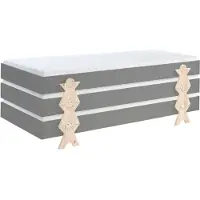 Vipack Cette combinaison MODULO se compose de 3 lits MODULO gris (90 x 200 cm) avec des pieds massifs en forme de smileys.