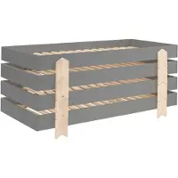Vipack Cette combinaison MODULO se compose de 4 lits MODULO gris (90 x 200 cm) avec des pieds massifs en forme de flèche.