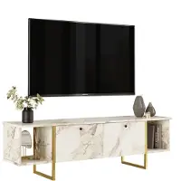 Skye Decor , Vg30-Ge, meuble TV, blanc, panneau aggloméré 100 % mélaminé, 160 x 40 x 47,6 cm