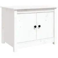 vidaXL Table basse blanche 71x49x55 cm pin massif