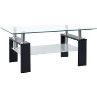 vidaXL Table basse noire transparente 95x55x40 cm verre trempé
