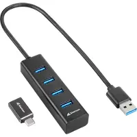 Sharkoon 4044951037582 USB-Hub 4xUSB3.2 45cm Kabel Aluminium schwarz