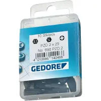 Gedore 690 PZD 2 S-010 Embout de tournevis 1/4", lot avantageux de 10 pièces, PZ 2