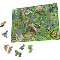 Larsen Puzzle Animaux - Forêt tropicale d'Amérique du Sud, 70 pièces.
