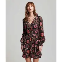 Superdry Printed V Tea Long Sleeve Short Dress Multicolore L Femme