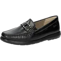 Sioux - Mocassins pour femmes, modèle décontracté, en cuir noir, adaptés aux pieds larges