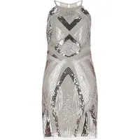 NAEMI Robe de cocktail beige / noir / argent / blanc