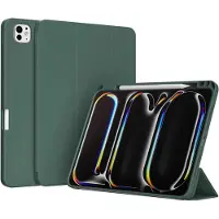 Accezz Coque tablette portefeuille Smart Silicone pour Apple iPad Pro 13 (2025) M5 / (2024) M4 - Vert foncé