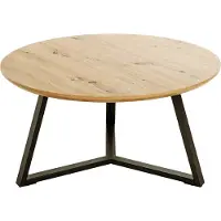 Haku Table basse en chêne clair et noir - MDF, métal, L/H/P : 80 x 42 x 80 cm