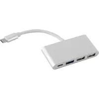 Cadorabo 4 ports USB multi-interface Plug & Play avec port USB-C, prise de charge USB-C, 2 ports USB 2.0 et USB 3.0 pour ordinateurs portables, tablettes avec port de charge USB-C en ARGENT
